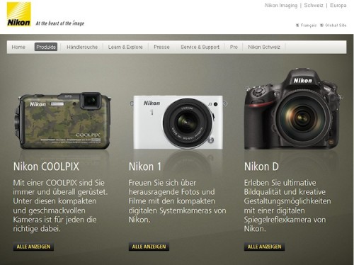Nikon Webseite Kameras