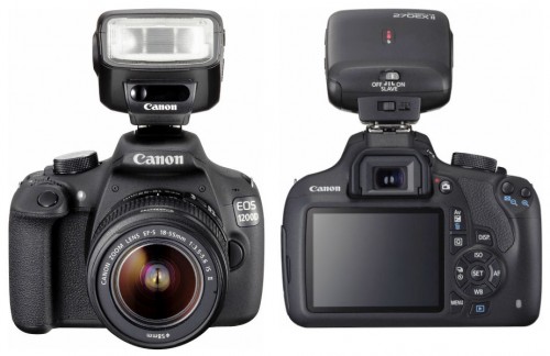 Canon EOS 1200D flash front back 750