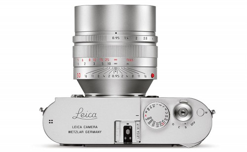 Leica Noctilux-M silver an Leica  M-P_top