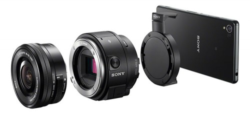 Sony ILCE-QX1 mit Objektiv und Xperia-Z3_04