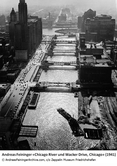 Feininger_Chicago River und Wacker Drive, Chicago, 1941