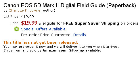 Amazon: Canon 5D Mark II Field Guide