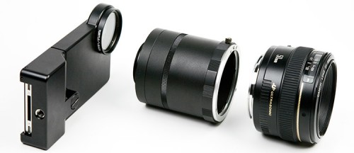 Photojojo iphone SLR mount Gehäuse, Adapter und Objektiv