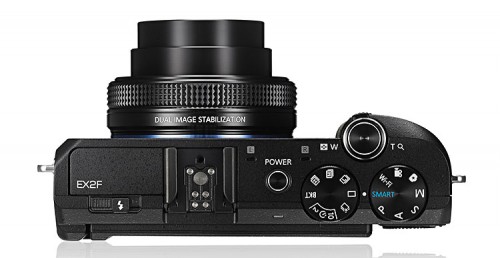 Samsung EX2F Topansicht mit Einstellrädern