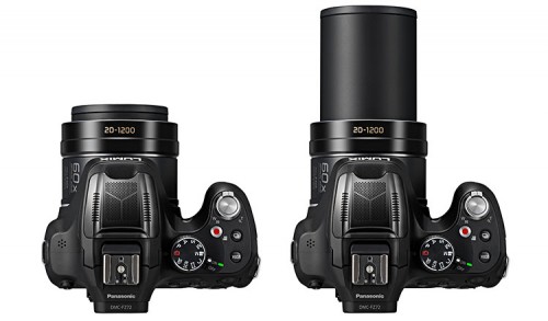Panasonic Lumix DMC-FZ72 top Zoom in-out