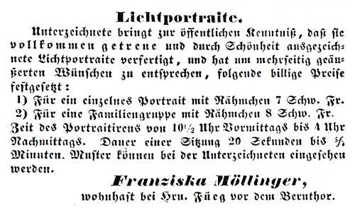 Möllinger Anzeige 1843