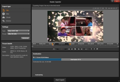 Pinnacle Studio 18 Screen XAVC S Support