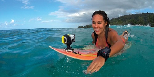 Sony HDR-AS200V mit RM-LVR2auf Surfbrett