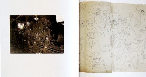 08-Buchzitat-Seiten-72-und-73-links-Fotografie-von-Lewis-W-Hine-rechts-Zeichnung-von-Andy-Warhol_2