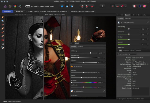 Affinity Photo - Raw Develop screen