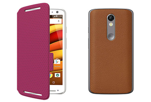 Lenovo Moto X Force Variante mit Cover und eine mit Leder